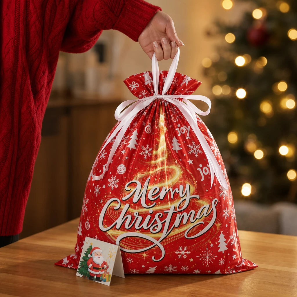 Tinsel Tuck – Assorted Christmas Drawstring Gift Bags