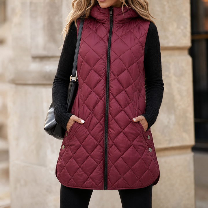 Quilta – Long Quilted Hooded Sleeveless Vest
