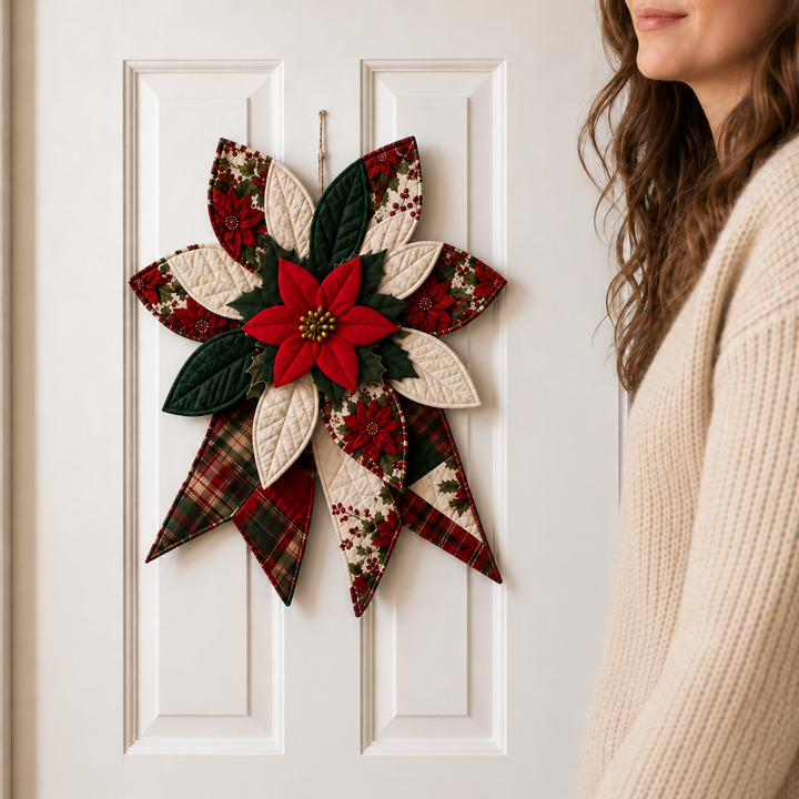 Patchwork & Bow – Quilted Poinsettia Christmas Bow Sewing Kit