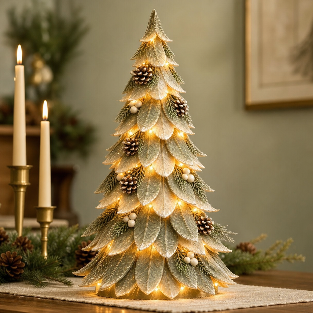 Winterleaf Glow – Layered Foliage Lighted Christmas Tree