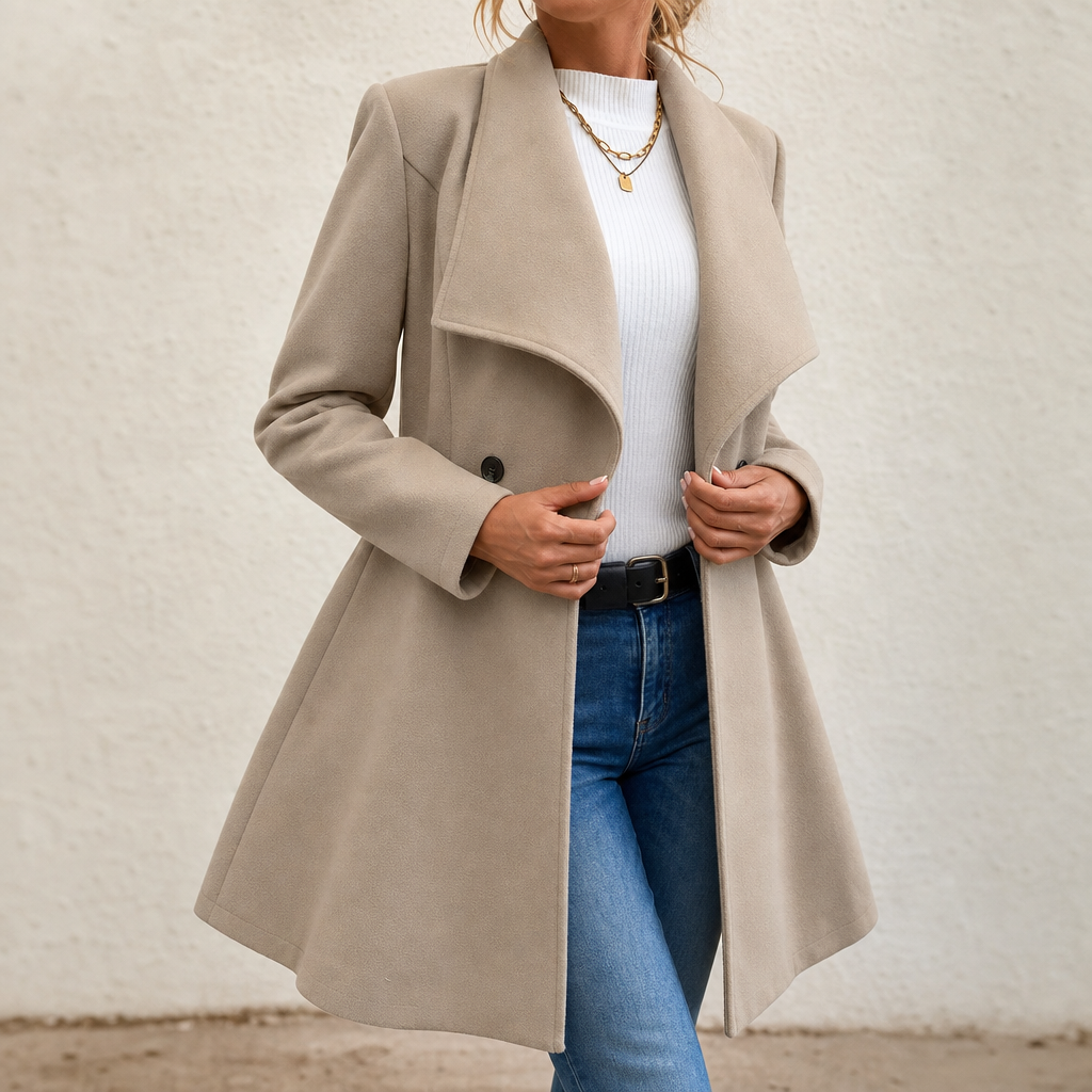 Elowen – Double-Breasted A-Line Tailored Overcoat