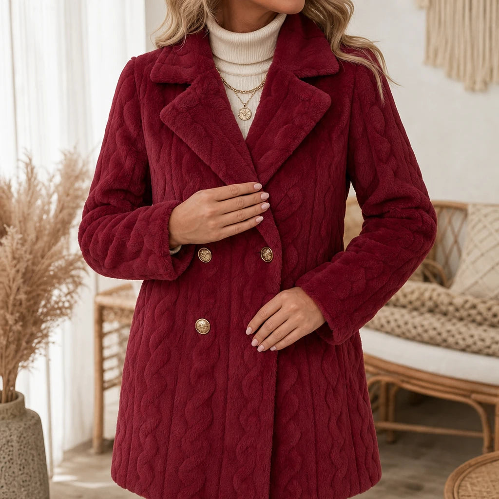 Wintelle – Textured Double-Breasted Winter Coat