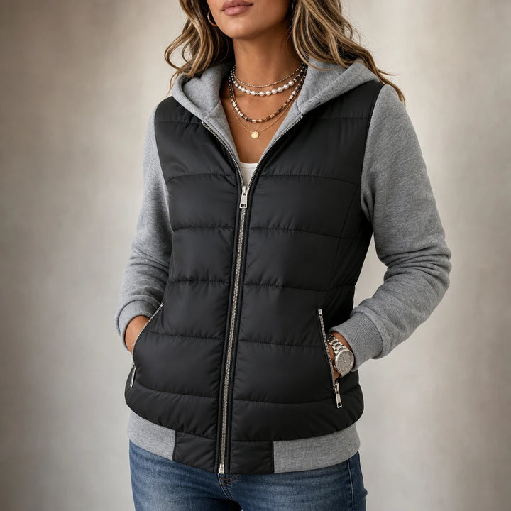 Layerelle – Quilted Panel Hooded Knit Jacket