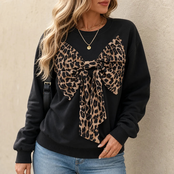 Overa – Leopard-Print Bow Sweatshirt