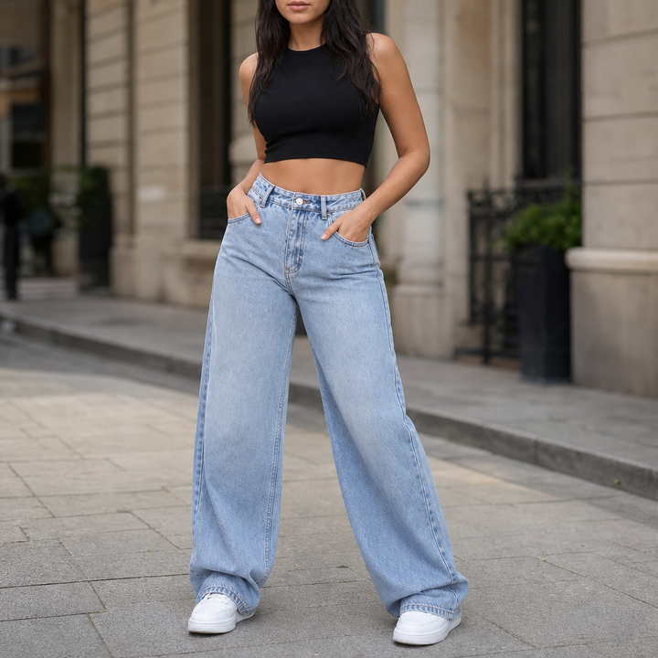 Vela Denim – High-Rise Relaxed Straight-Leg Jeans