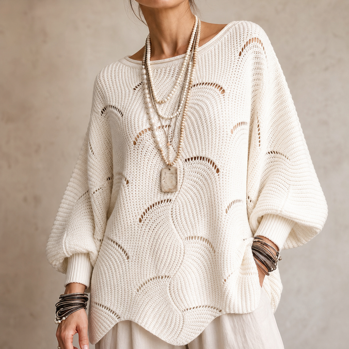 Wearbella – Hollow Wave Batwing Sleeve Sweater