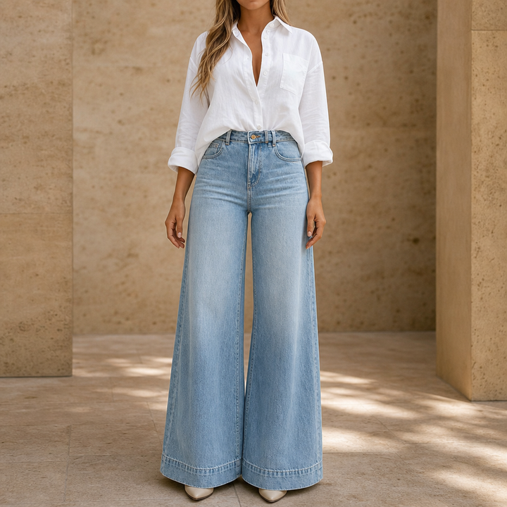 Lenglia – High-Rise Wide-Leg Vintage Wash Jeans