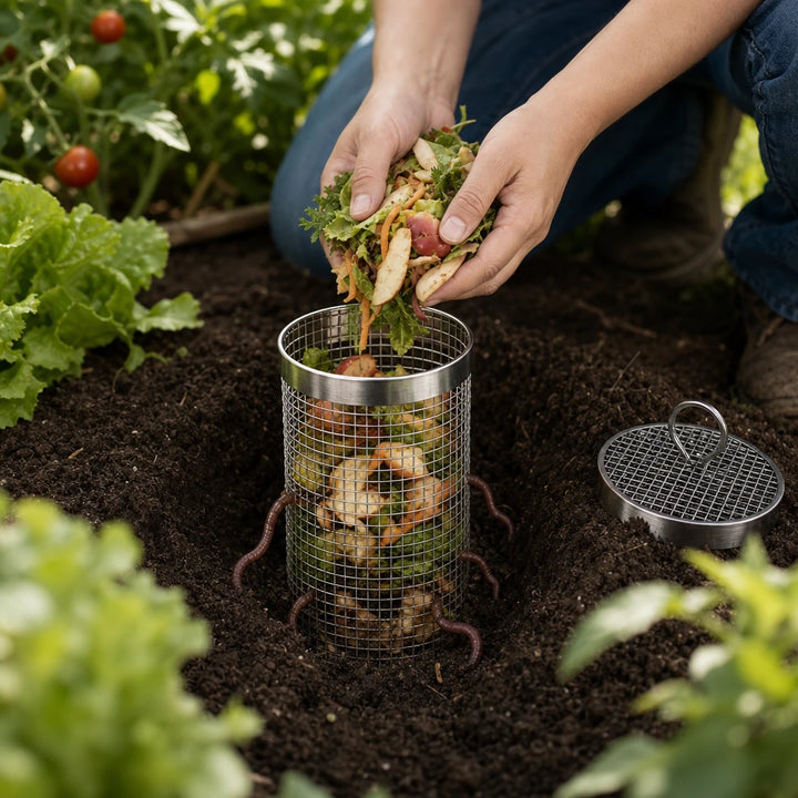 RootCycle – Stainless Steel In-Ground Worm Composting Tube