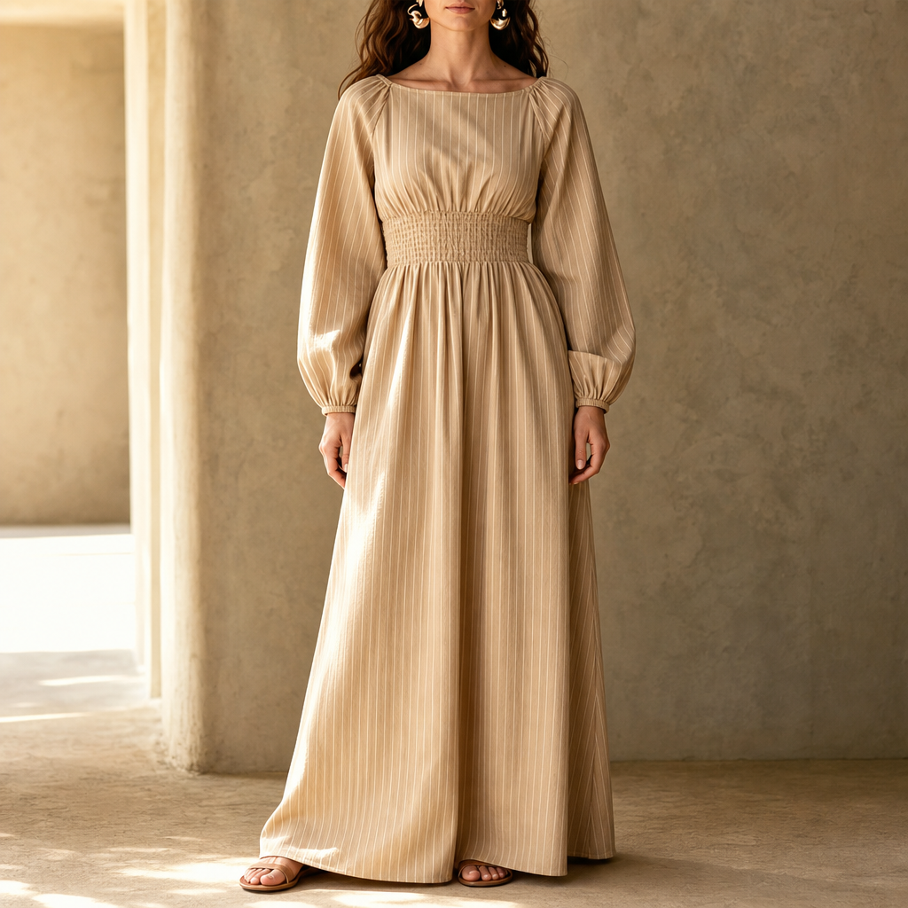 Wovelle – Smocked-Waist Pleated Maxi Dress