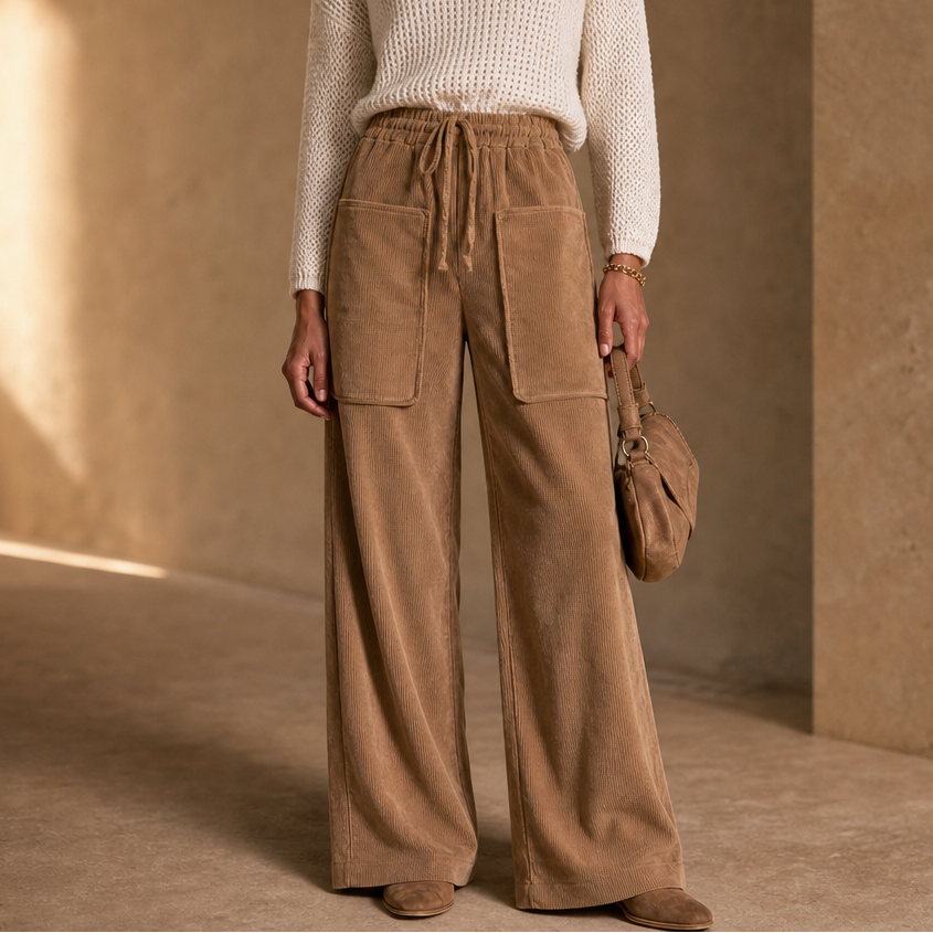 Cordella – Ribbed Corduroy Wide-Leg Pants