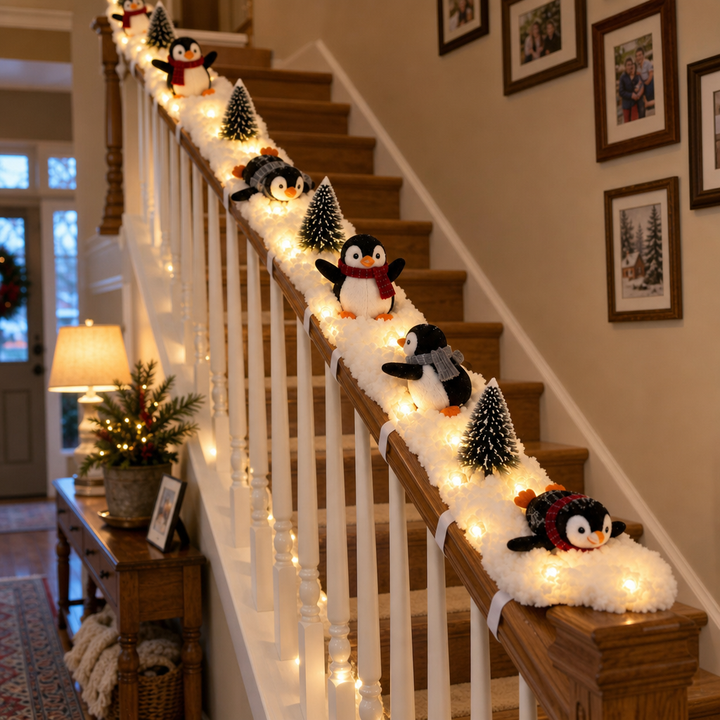 Snowy Steps – Lighted Penguin Christmas Staircase Display