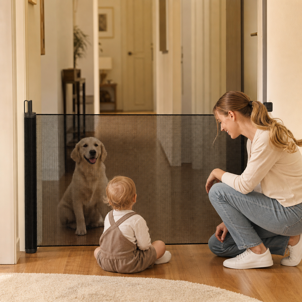 NoDrill Gate – Retractable Mesh Safety Gate
