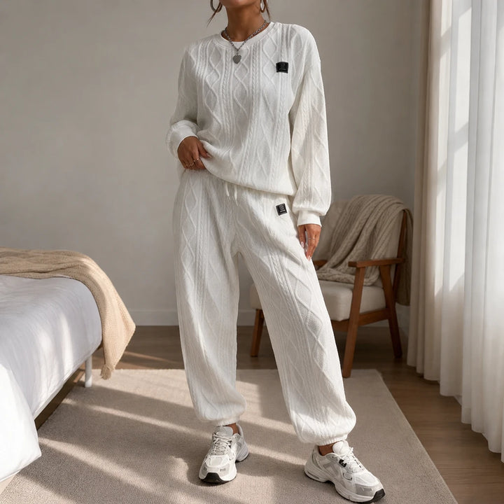 Cablea – Cable-Knit Sweater And Jogger Set