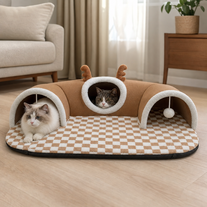 3-In-1 Cozy Cat Tunnel Bed