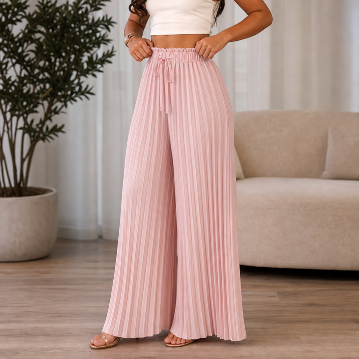 Easewide – Pleated Wide-Leg Drawstring Trousers