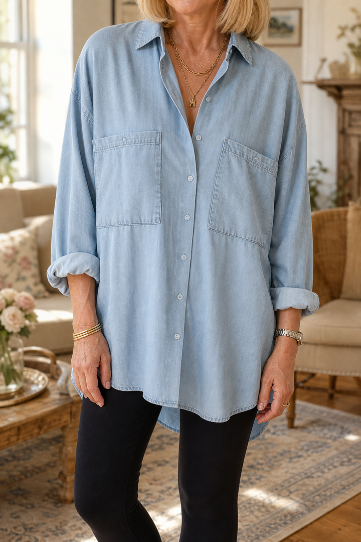 Wearbella – Oversized Soft Chambray Denim Shirt