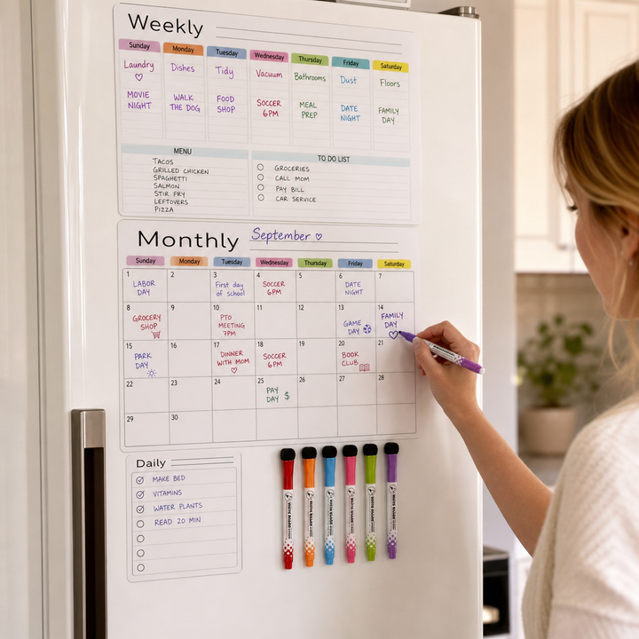Fridgekeeper – Three-Board Magnetic Fridge Calendar Set