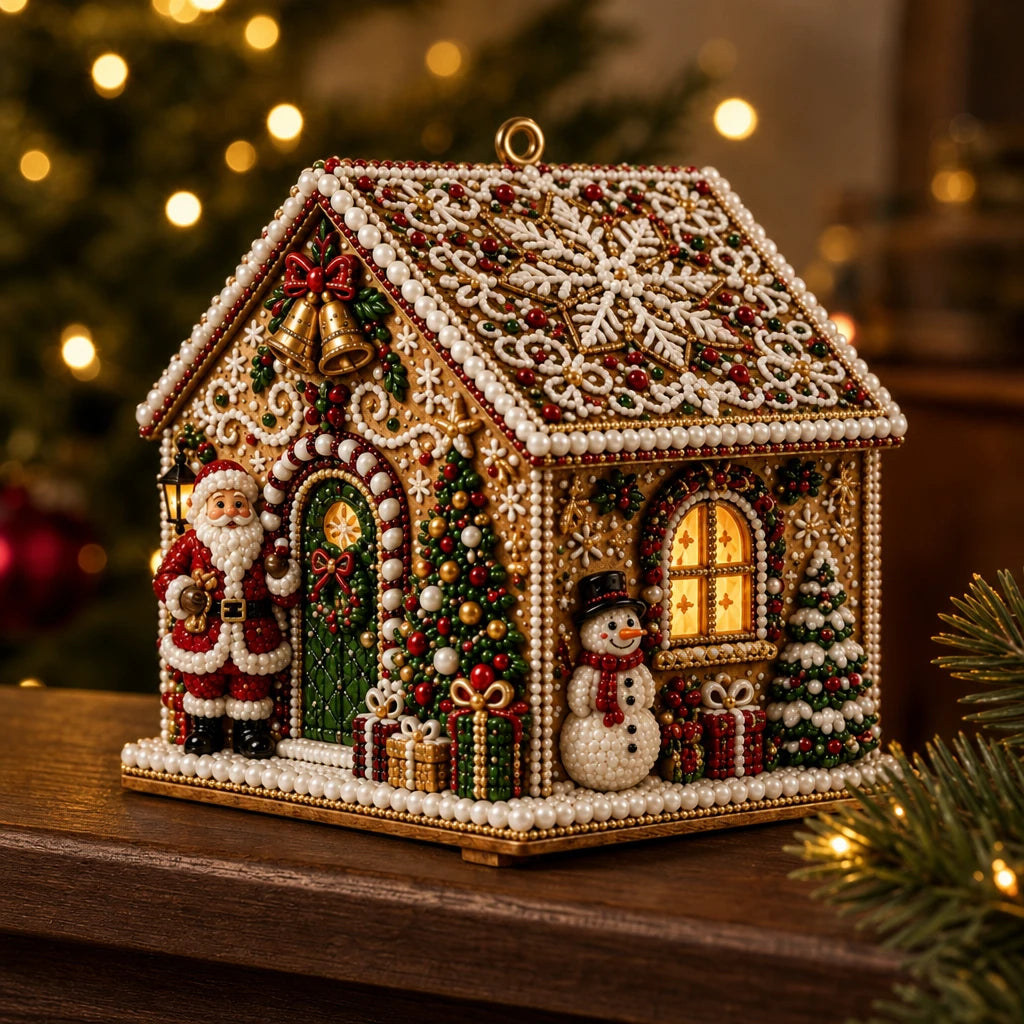 Hearthglint – 3D Wooden Diamond Painting Christmas House Kit