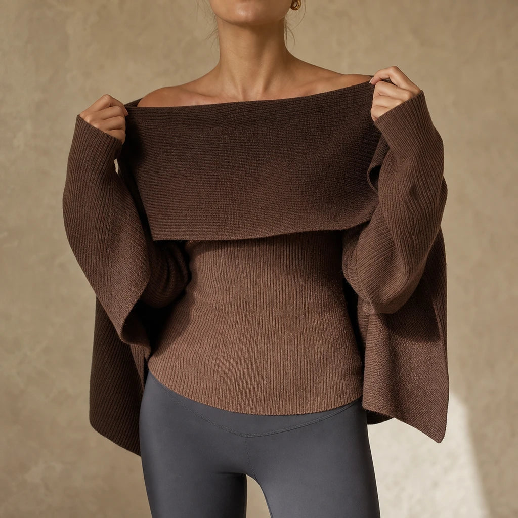 Versavia – Ribbed Convertible Knit Capelet Top