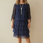 Florenne - Layered Chiffon Polka Dot Dress
