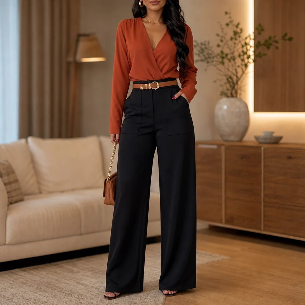 Vela Trousers – High-Waisted Wide-Leg Suit Trousers