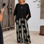 Lunetta – Asymmetric Poncho Top And Wide-Leg Pants Set