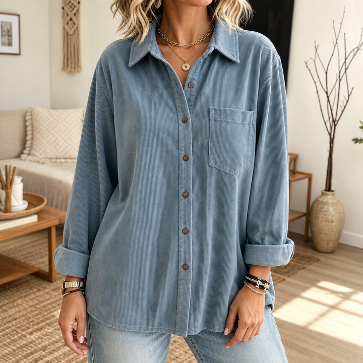 Cordella – Oversized Corduroy Button-Down Shirt