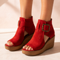 Elsera – Peep-Toe Platform Wedges with Buckle Detail (EDIT)