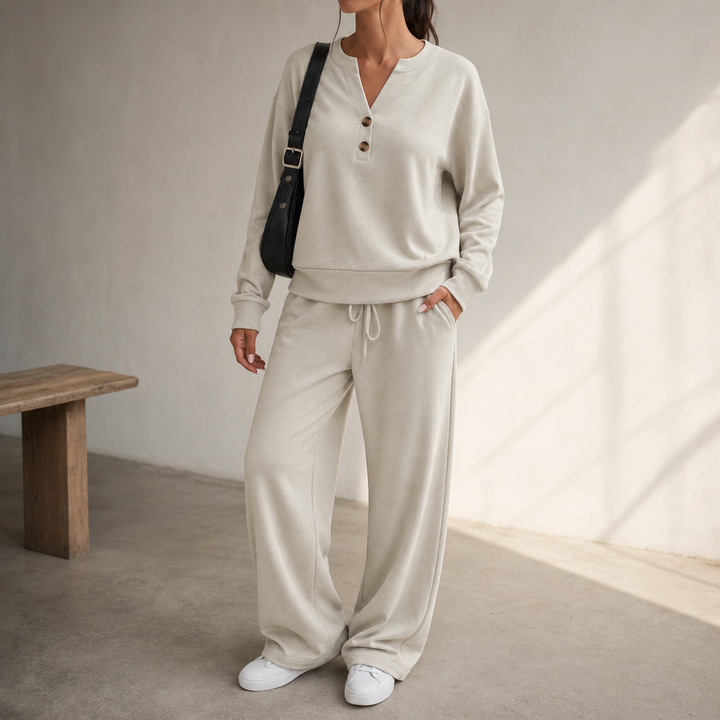Wearlyn – Henley Wide-Leg Two-Piece Lounge Set