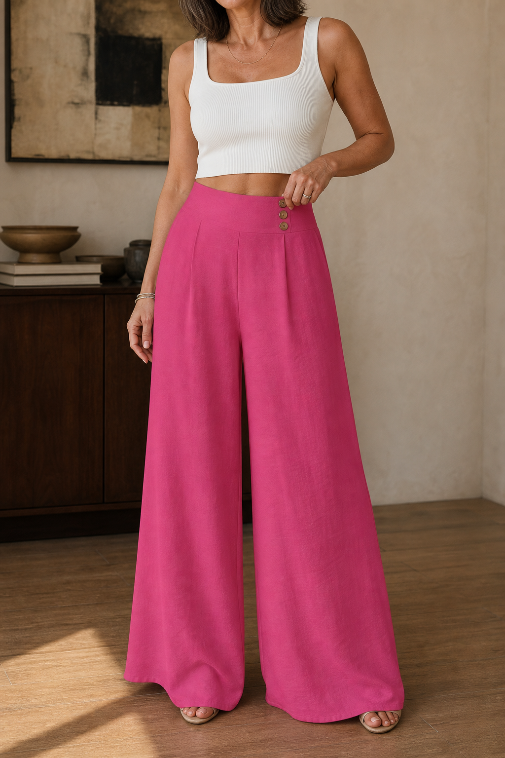 Draperie – High-Waisted Pleated Wide-Leg Trousers