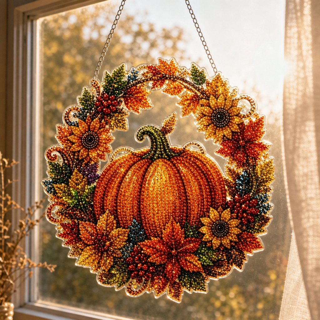 Duskglow Wreath – Pumpkin Diamond Painting Wreath Kit