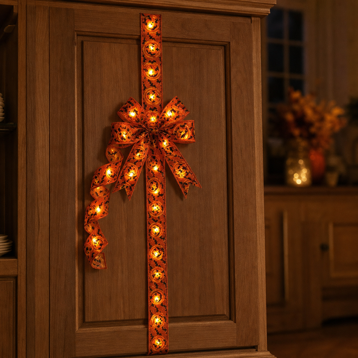 Duskglow – LED-Embedded Satin Cabinet Bow