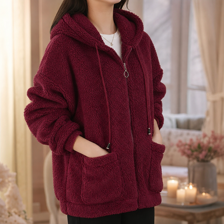 Cozamora – Oversized Sherpa Fleece Zip-Up Hoodie