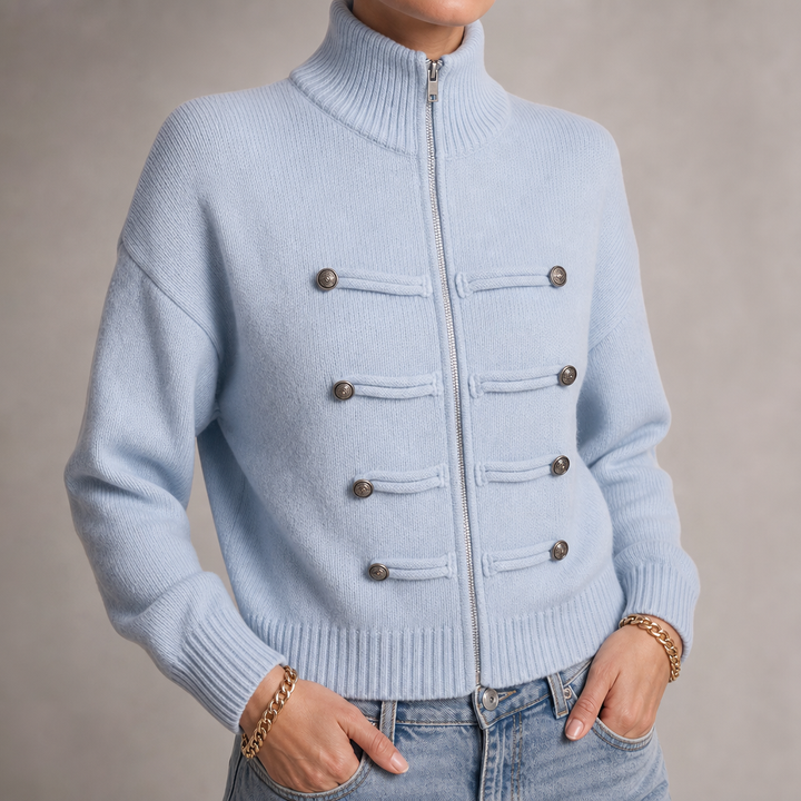 Wearbella – Hussar Knot-Detail Zip Cardigan