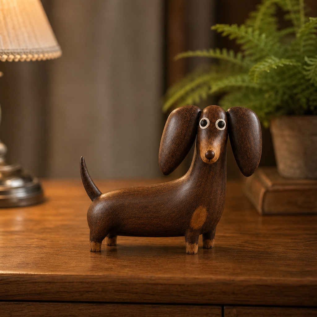 Oakhollow – Carved Walnut-Finish Dachshund Sculpture