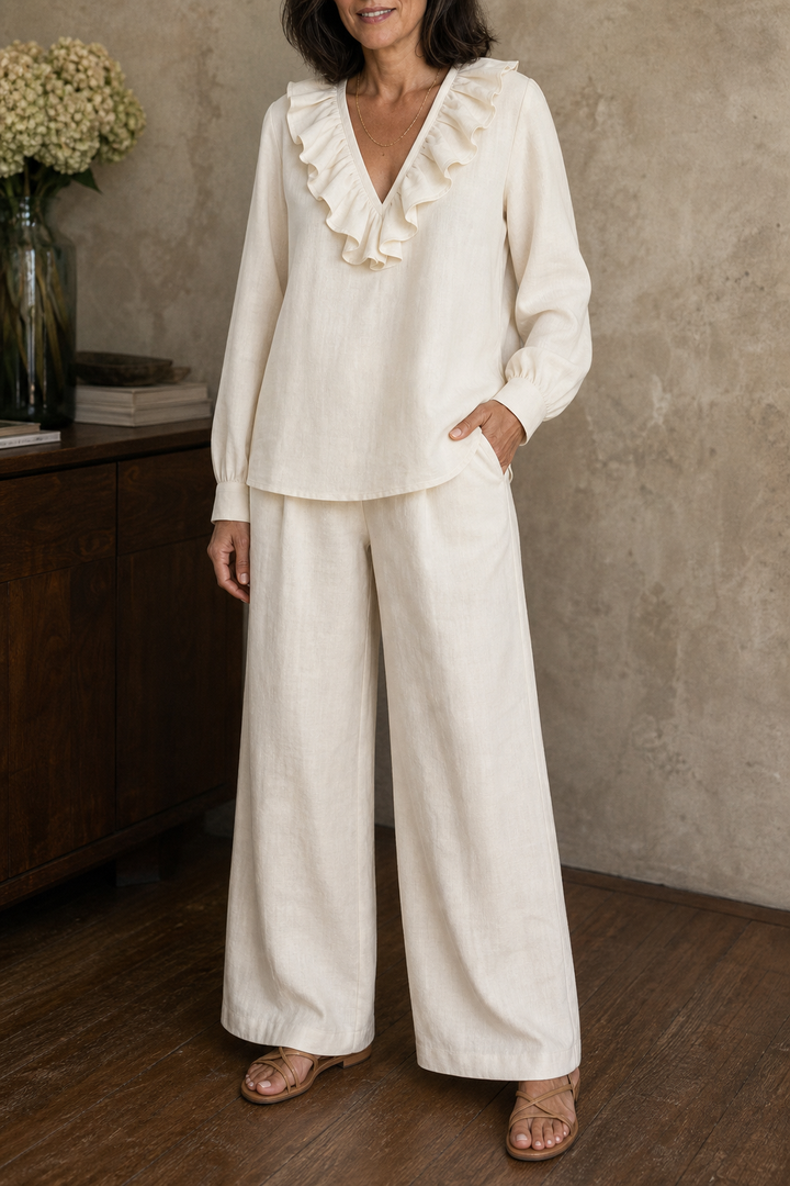 Wearbella – Wide-Leg V-Neck Two-Piece Set