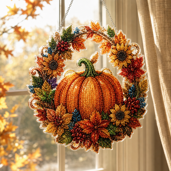 Glimmerwreath – Pumpkin & Floral Diamond Painting Wreath Kit