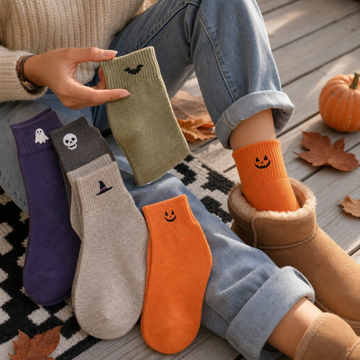Cuffette – Embroidered Non-Slip Halloween Crew Socks