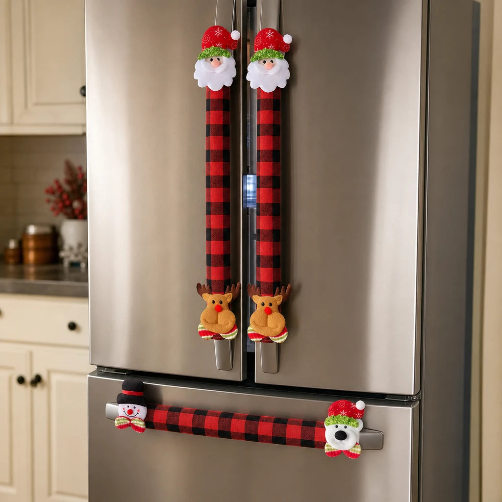 MerryHearth – Buffalo Plaid Christmas Refrigerator Handle Covers