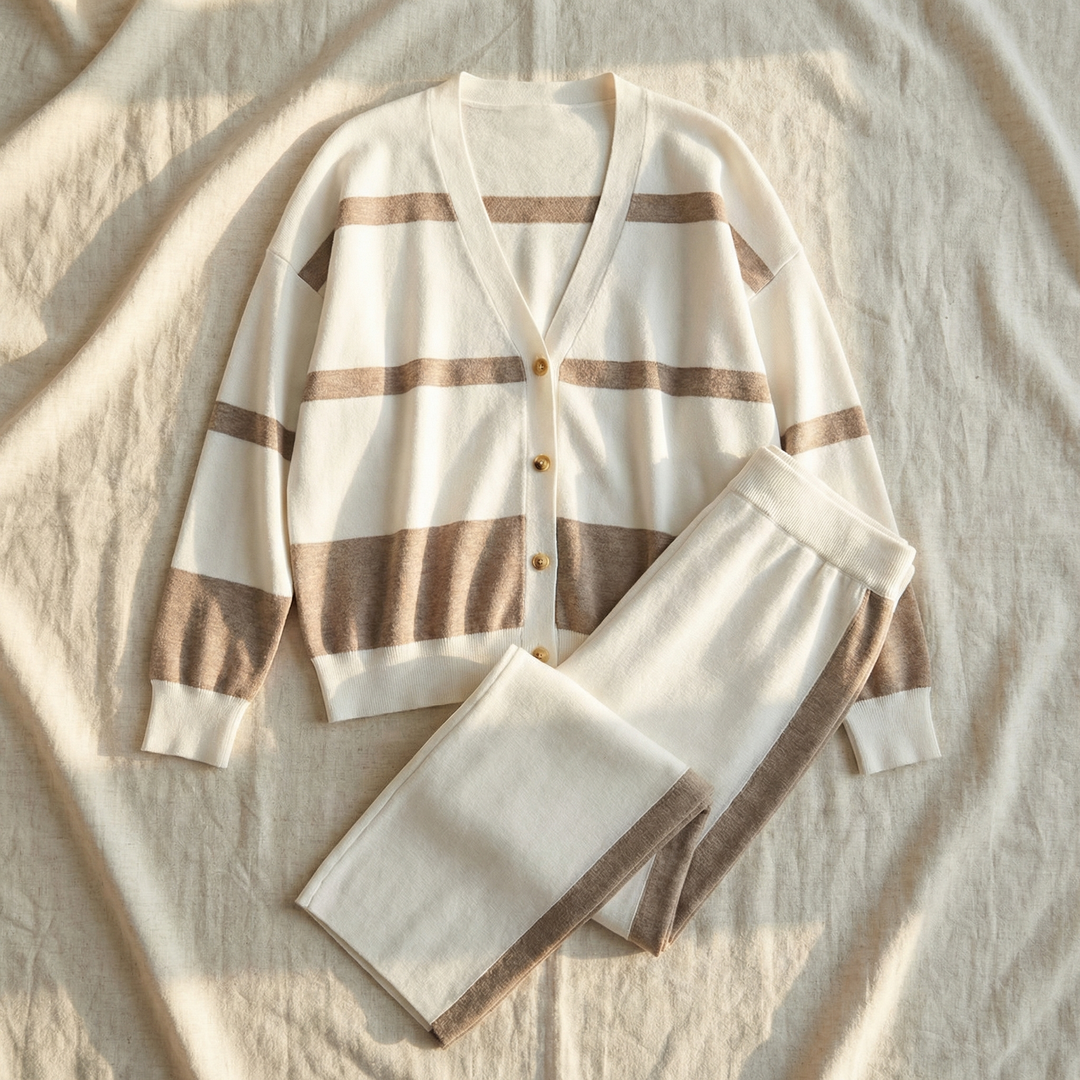 Lunessa™ – Striped Knit Cardigan and Pants Set