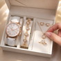 Fivella – Heart Dial 5-Piece Watch & Jewelry Set