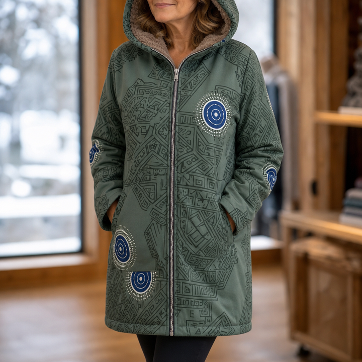 Leaf & Loom – Printed Hooded Winter Coat