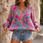 Faylynn – Puff Sleeve V-Neck Loose Top