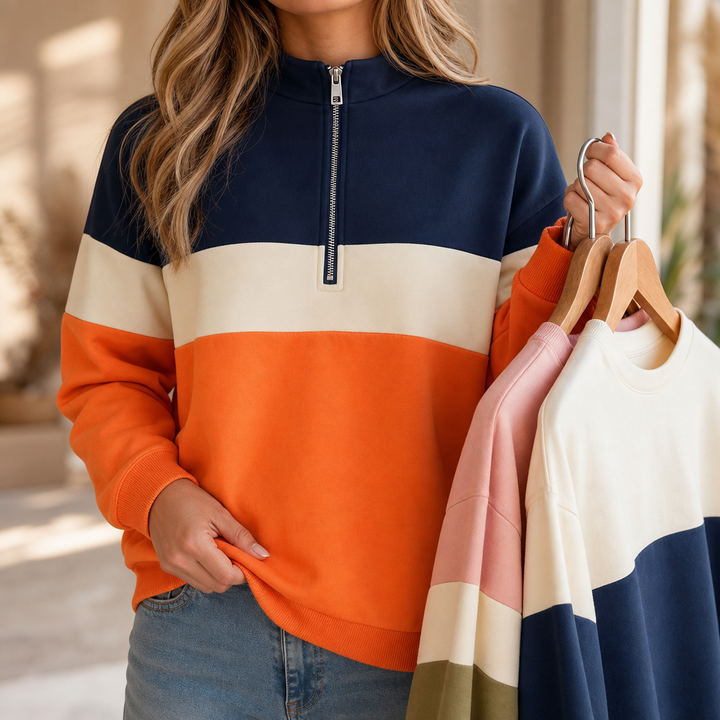 Wearbella – Color-Block Quarter-Zip Pullover