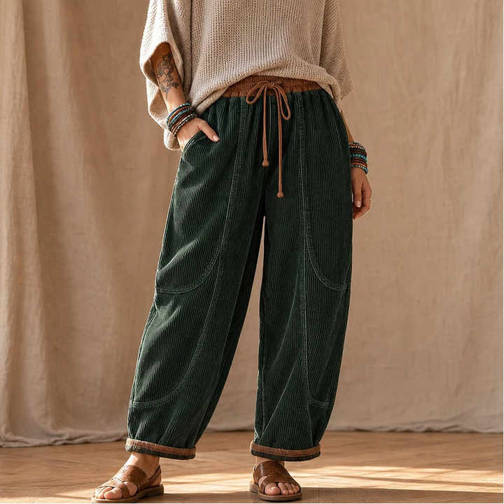 Cordelia – Ribbed Corduroy-Look Lantern Pants