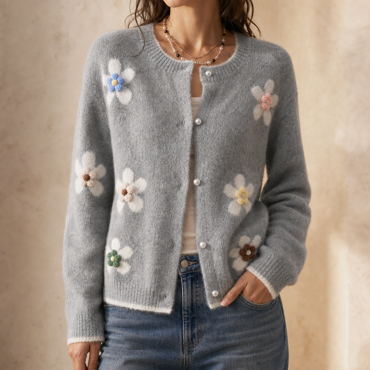 Florabelle – 3D Floral Appliqué Knit Cardigan