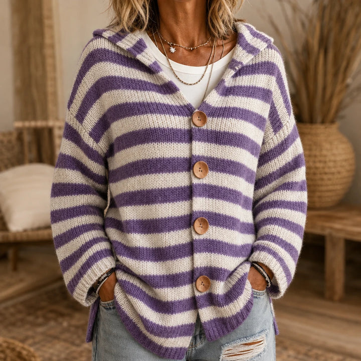 Stripa – Striped Hooded Knit Cardigan