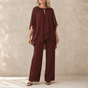 Draperie – Asymmetric Chiffon-Overlay Wide-Leg Trouser Set