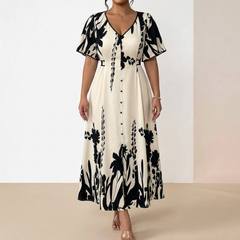 Floressa – Women's Botanical Flutter Sleeve Midi Dress
