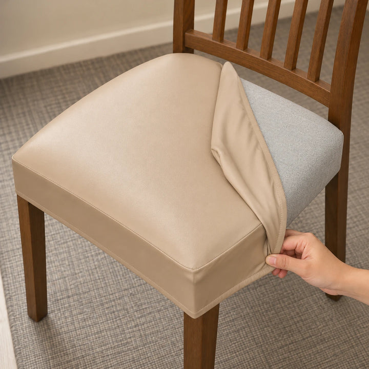 SeatSleek – Stretch PU Leather Dining Chair Seat Cover (4-piece set)